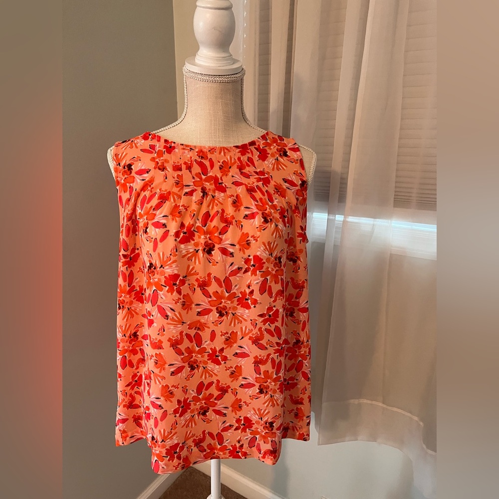 Silky orange flowered top